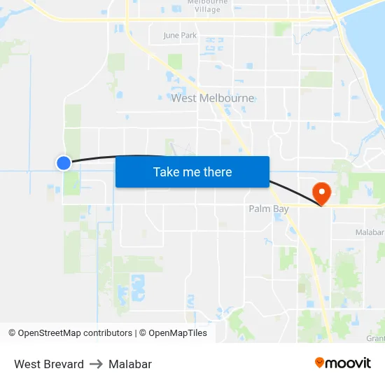 West Brevard to Malabar map