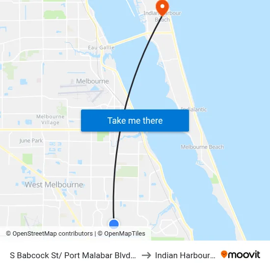 S Babcock St/ Port Malabar Blvd (Ne Corner) to Indian Harbour Beach map