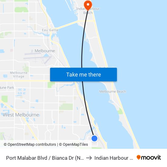 Port Malabar Blvd / Bianca Dr (Nw Corner) to Indian Harbour Beach map