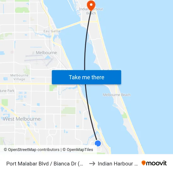 Port Malabar Blvd / Bianca Dr (Nw Corner) to Indian Harbour Beach map
