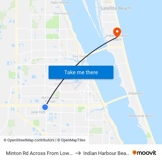 Minton Rd Across From Lowes to Indian Harbour Beach map