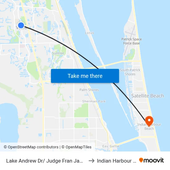 Lake Andrew Dr/ Judge Fran Jamieson Way to Indian Harbour Beach map