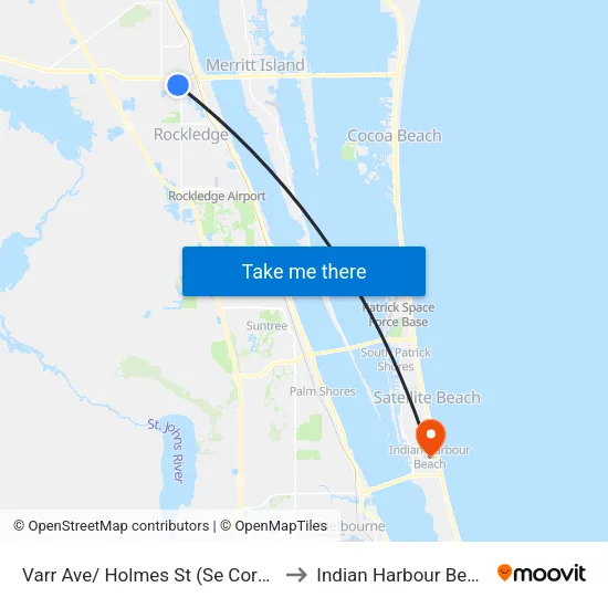 Varr Ave/ Holmes St (Se Corner) to Indian Harbour Beach map