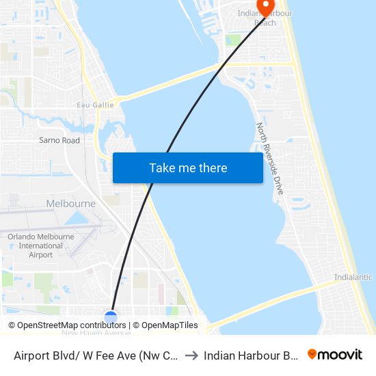Airport Blvd/ W Fee Ave (Nw Corner) to Indian Harbour Beach map