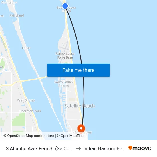 S Atlantic Ave/ Fern St (Se Corner) to Indian Harbour Beach map
