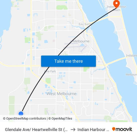 Glendale Ave/ Heartwellville St (Se Corner) to Indian Harbour Beach map