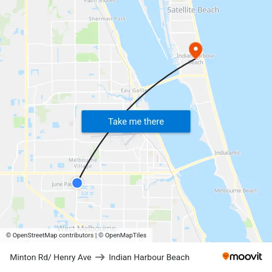 Minton Rd/ Henry Ave to Indian Harbour Beach map