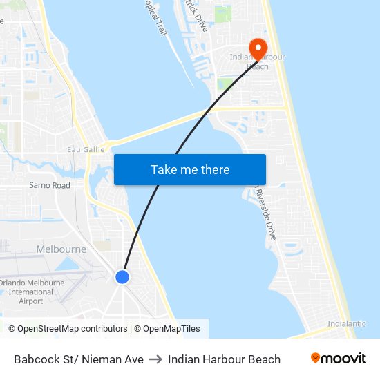 Babcock St/ Nieman Ave to Indian Harbour Beach map