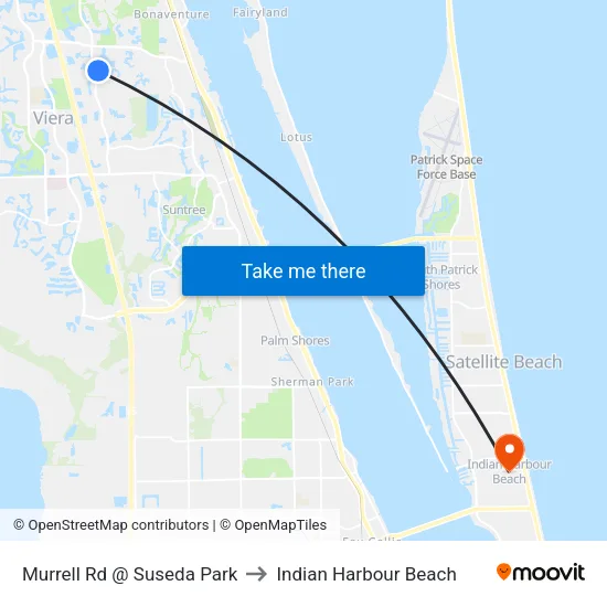 Murrell Rd @ Suseda Park to Indian Harbour Beach map