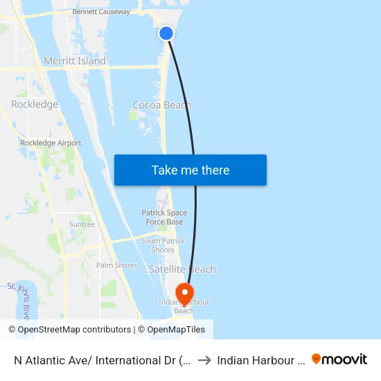 N Atlantic Ave/ International Dr (Sw Corner) to Indian Harbour Beach map