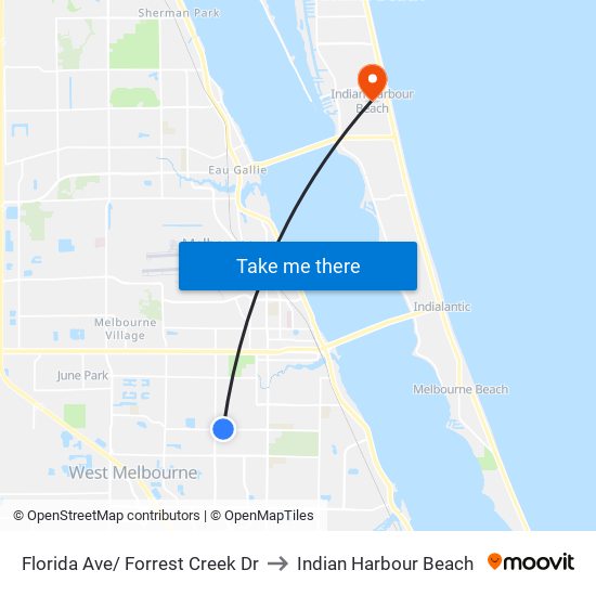 Florida Ave/ Forrest Creek Dr to Indian Harbour Beach map