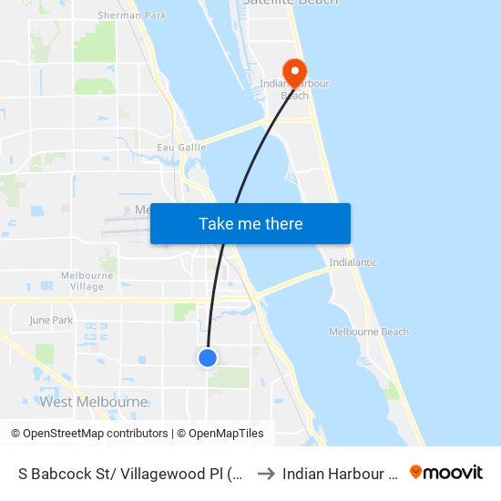 S Babcock St/ Villagewood Pl (Se Corner) to Indian Harbour Beach map