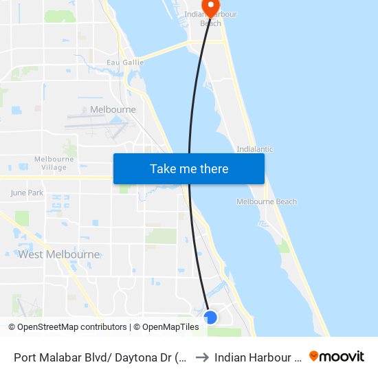 Port Malabar Blvd/ Daytona Dr (Ne Corner) to Indian Harbour Beach map