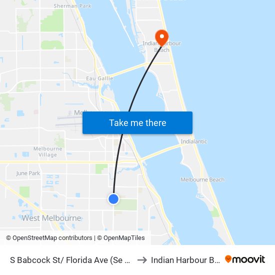 S Babcock St/ Florida Ave (Se Corner) to Indian Harbour Beach map