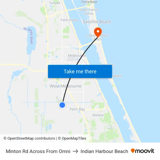 Minton Rd Across From Omni to Indian Harbour Beach map