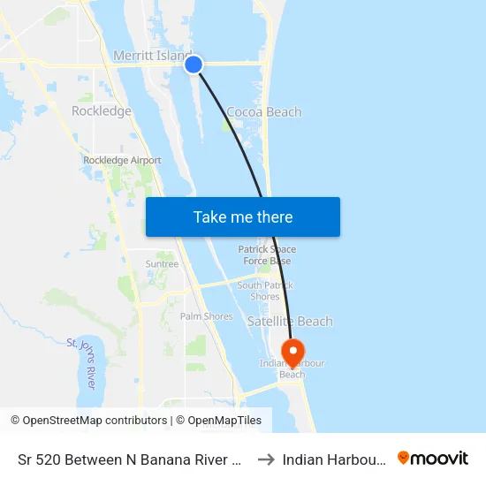 Sr 520 Between N Banana River Dr (Sw Corner) to Indian Harbour Beach map
