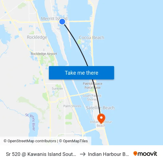 Sr 520 @ Kawanis Island South Side to Indian Harbour Beach map