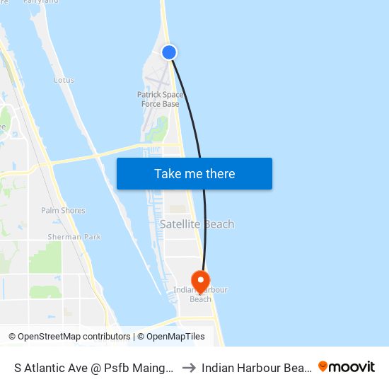 S Atlantic Ave @ Psfb Maingate to Indian Harbour Beach map