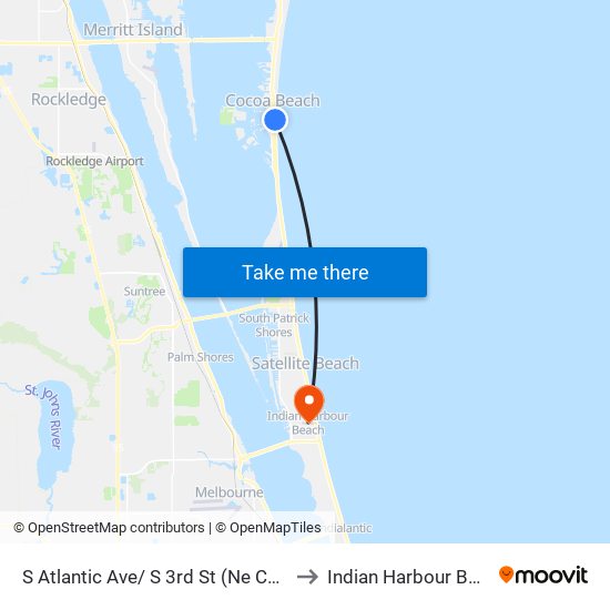 S Atlantic Ave/ S 3rd St (Ne Corner) to Indian Harbour Beach map