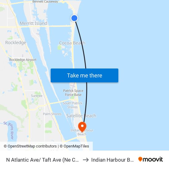 N Atlantic Ave/ Taft Ave (Ne Corner) to Indian Harbour Beach map