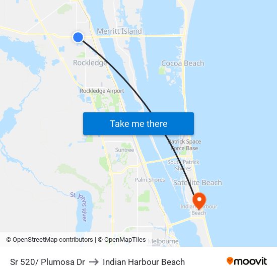 Sr 520/ Plumosa Dr to Indian Harbour Beach map