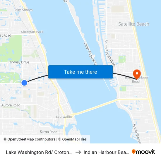 Lake Washington Rd/ Croton Rd to Indian Harbour Beach map