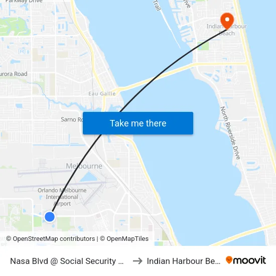 Nasa Blvd @ Social Security Office to Indian Harbour Beach map