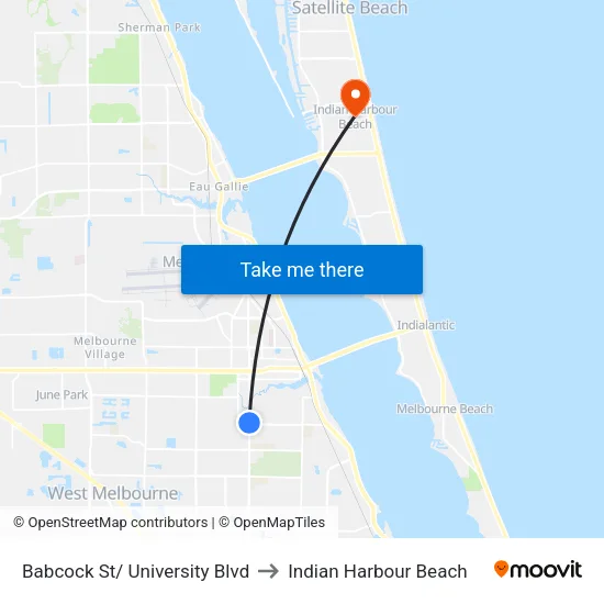 Babcock St/ University Blvd to Indian Harbour Beach map