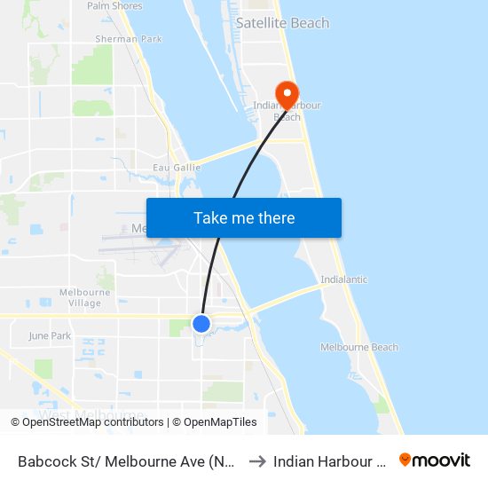 Babcock St/ Melbourne Ave (Nw Corner) to Indian Harbour Beach map