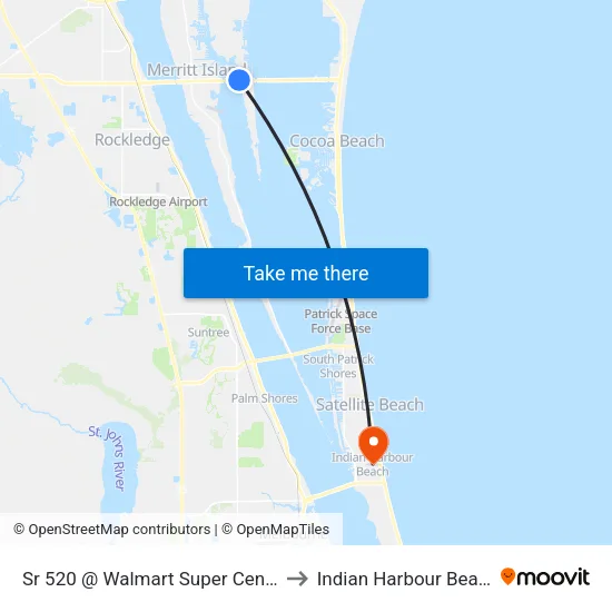 Sr 520 @ Walmart Super Center to Indian Harbour Beach map