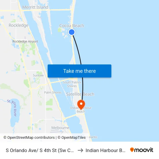 S Orlando Ave/ S 4th St (Sw Corner) to Indian Harbour Beach map
