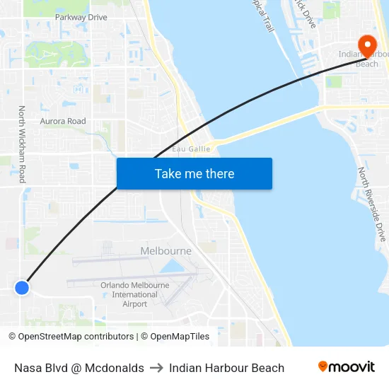 Nasa Blvd @ Mcdonalds to Indian Harbour Beach map