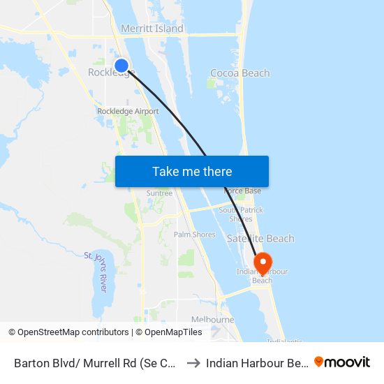 Barton Blvd/ Murrell Rd (Se Corner) to Indian Harbour Beach map