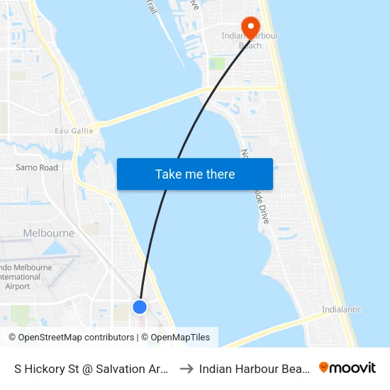 S Hickory St @ Salvation Army to Indian Harbour Beach map