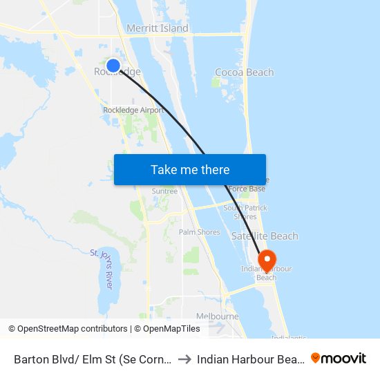 Barton Blvd/ Elm St (Se Corner) to Indian Harbour Beach map