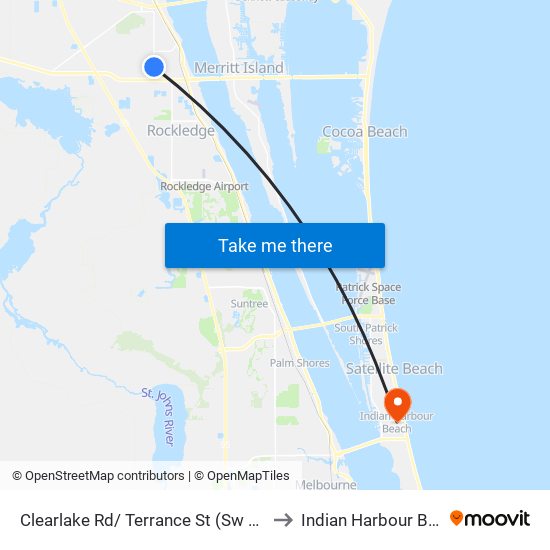 Clearlake Rd/ Terrance St (Sw Corner) to Indian Harbour Beach map