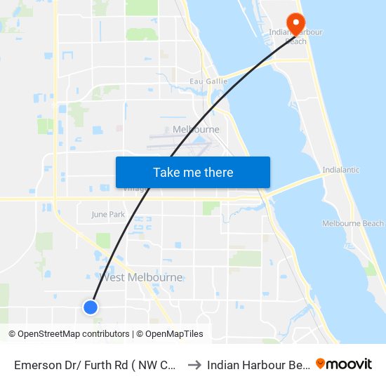 Emerson Dr/ Furth Rd ( NW Corner) to Indian Harbour Beach map