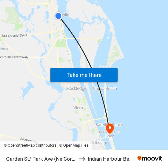 Garden St/ Park Ave (Ne Corner) to Indian Harbour Beach map