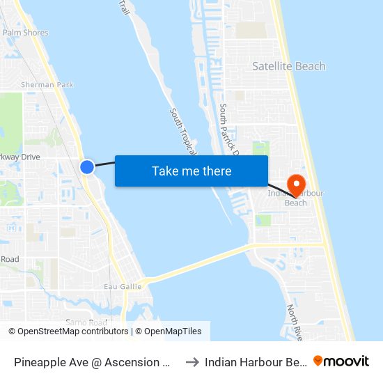 Pineapple Ave @ Ascension Manor to Indian Harbour Beach map