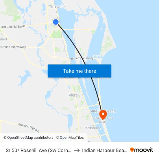 Sr 50/ Rosehill Ave (Sw Corner) to Indian Harbour Beach map