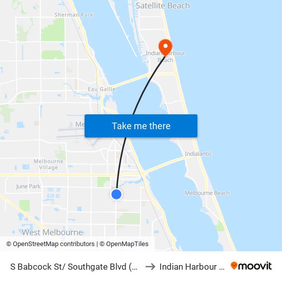 S Babcock St/ Southgate Blvd (Se Corner) to Indian Harbour Beach map