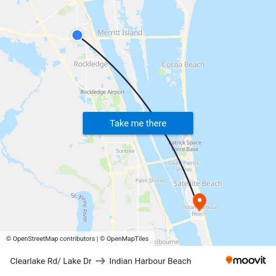Clearlake Rd/ Lake Dr to Indian Harbour Beach map