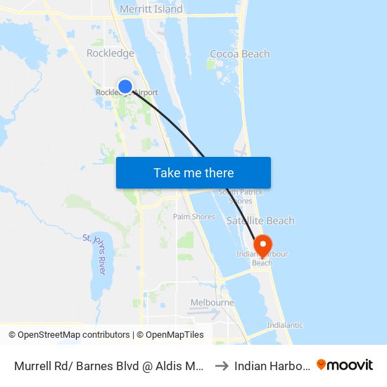 Murrell Rd/ Barnes Blvd @ Aldis Market Place Driveway to Indian Harbour Beach map