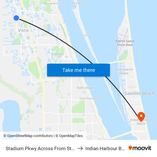 Stadium Pkwy Across From Stadium to Indian Harbour Beach map