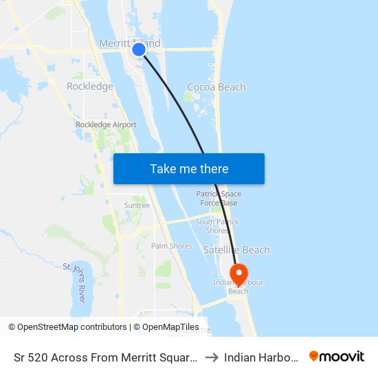 Sr 520 Across From Merritt Square Mall Northside to Indian Harbour Beach map