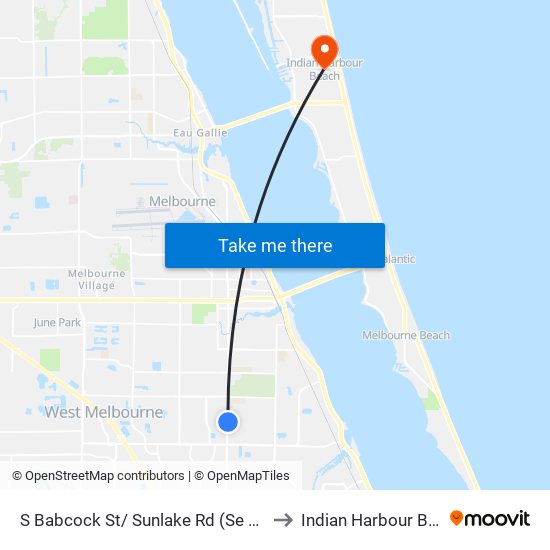 S Babcock St/ Sunlake Rd (Se Corner) to Indian Harbour Beach map