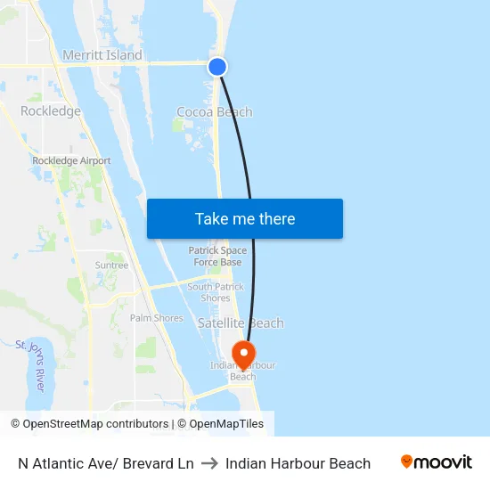 N Atlantic Ave/ Brevard Ln to Indian Harbour Beach map
