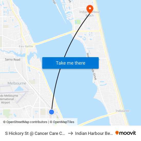 S Hickory St @ Cancer Care Center to Indian Harbour Beach map