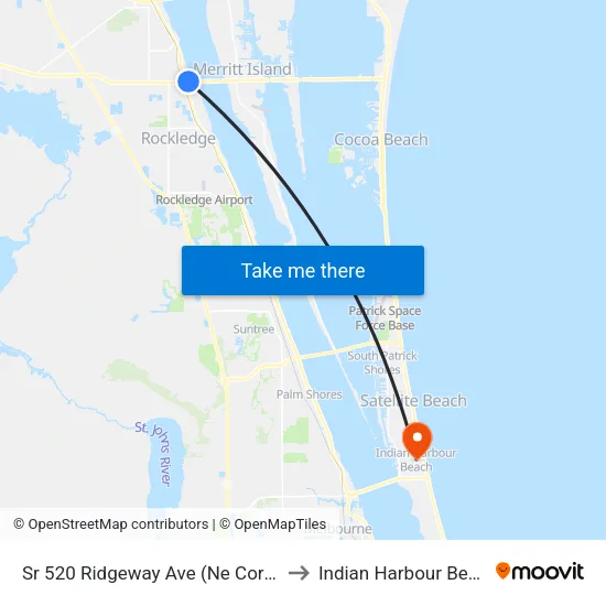Sr 520 Ridgeway Ave (Ne Corner) to Indian Harbour Beach map