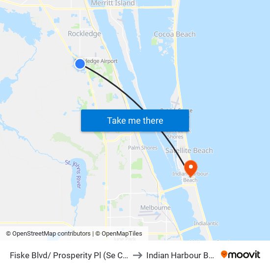 Fiske Blvd/ Prosperity Pl (Se Corner) to Indian Harbour Beach map